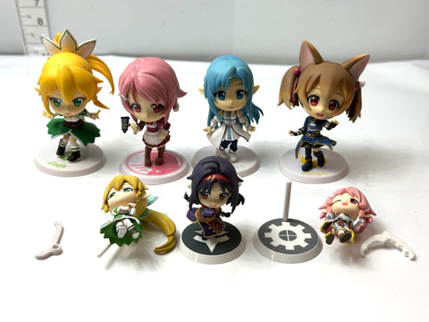 Sword Art Online SAO Chibi Kyun Chara Figure Set Silica Leafa Asuna Lot Japan