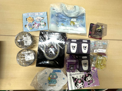 Sanrio Kuji Prize Merch Bundle Set Kuromi Focus Cinnamoroll Hangyodon