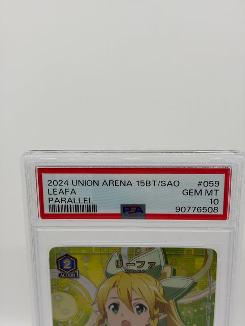 PSA 10 Union Arena Leafa Parallel UA 15BT/SAO-1-059 Sword Art Online GEM MT
