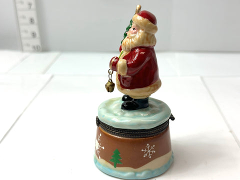 Limoges Porcelain Trinket Box Santa Claus As-Is Damaged Junk