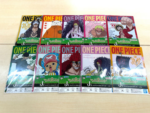 BANDAI Ichiban Kuji ONE PIECE J Prize Clear File & Sticker Complete Set of 10