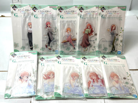 Ichiban Kuji Quintuplets G Prize Memorial Acrylic Stands Set of 10