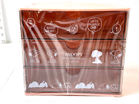 Peanuts Snoopy Mini 3-Drawer Chest Organizer Storage Box 16x17x11cm Japan