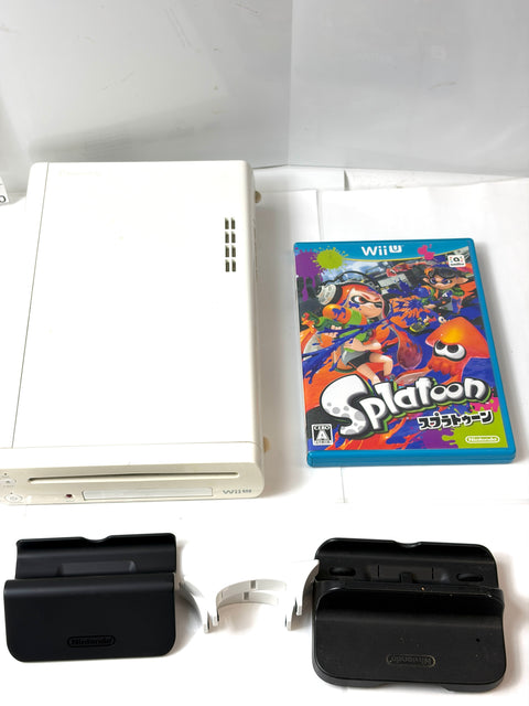 Nintendo Wii U Console White Set with Splatoon Game & Stands Japan Version tested