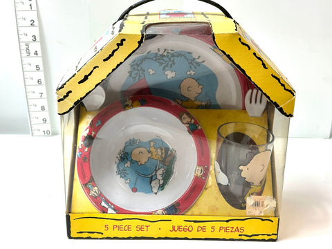 Peanuts Snoopy & Friends Tableware 5 Piece Set Outer Box Damage Stained
