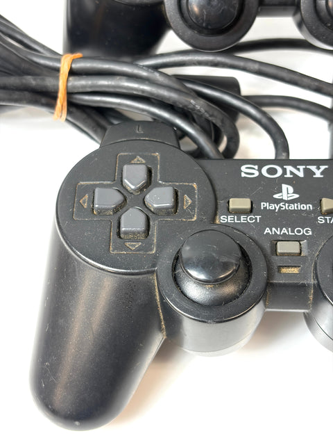 Lot of 2 Sony PS2 DualShock 2 Controllers Black SCPH-10010 Official Japan Set