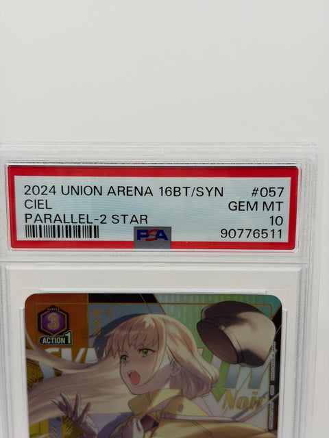 PSA 10 Union Arena Ciel 2 Star Parallel UA 16BT/SYN-1-057 Synduality Noir GEM MT