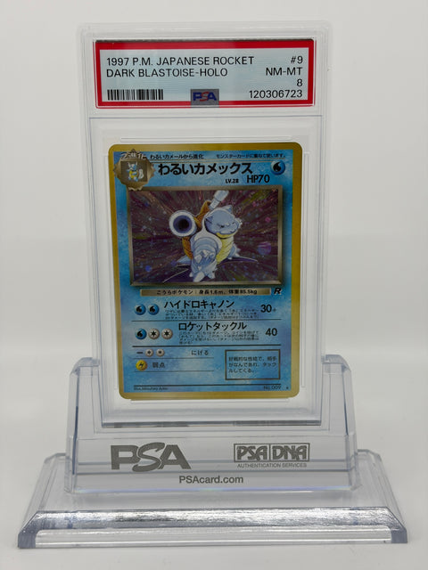 PSA 8 Pokemon Card Dark Blastoise Lv.28 Holo Team Rocket Japanese Old Back #009 NM-MT