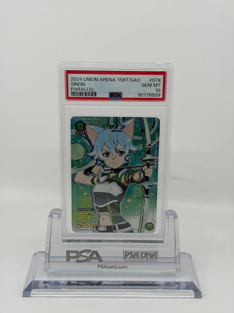PSA 10 Union Arena Sinon Parallel UA 15BT/SAO-1-074 Sword Art Online GEM MT