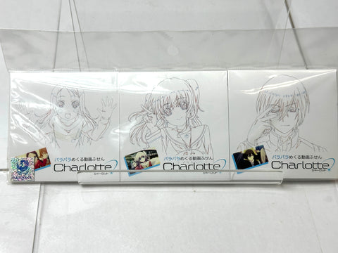 Charlotte Flip Animation Memo Pad Sticky Notes Yuu/Nao/Ayumi