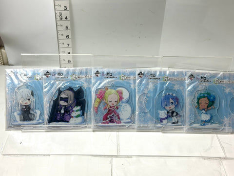 BANDAI Ichiban Kuji Re:Zero F Prize Acrylic Stand Snow Ver. Set of 5