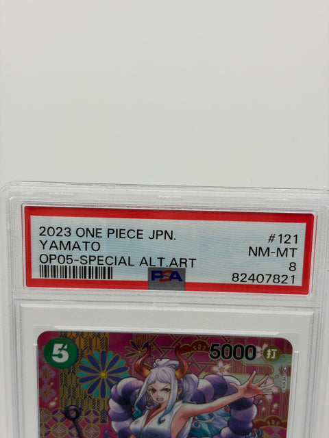 PSA 8 One Piece Card Game Yamato OP05-121 Parallel Japanese NM-MT BANDAI