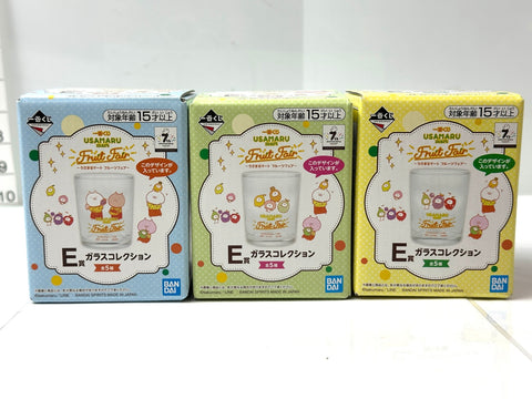 Bandai Ichiban Kuji Usamaru Fruits Fair Prize E Glass Collection Set of 3