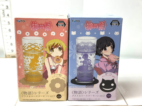 TAITO Monogatari Series Glass & Coaster Set Vol.2 Shinobu/Hanekawa Set of 2
