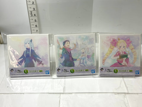 BANDAI Ichiban Kuji Re:Zero E Prize Canvas Board A Set of 3
