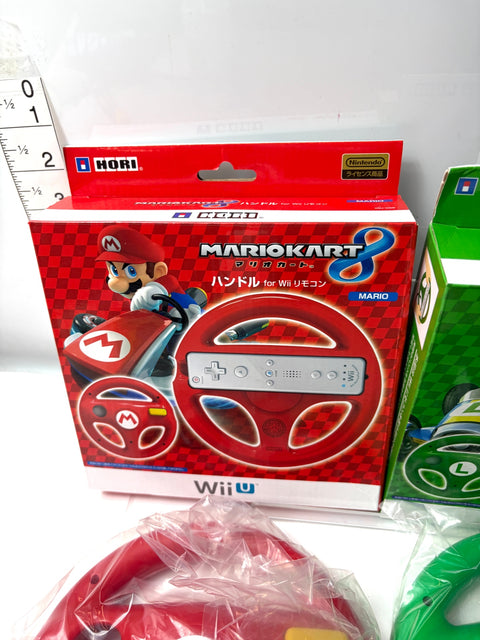 HORI Mario Kart 8 Racing Wheel Set Mario & Luigi Wii U Wii Remote Attachment