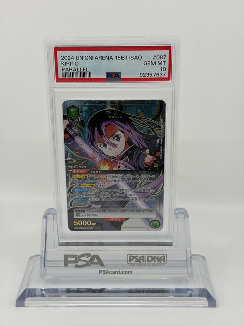 PSA 10 Union Arena Kirito Parallel UA 15BT/SAO-1-087 Sword Art Online GEM MT