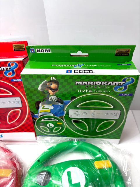 HORI Mario Kart 8 Racing Wheel Set Mario & Luigi Wii U Wii Remote Attachment