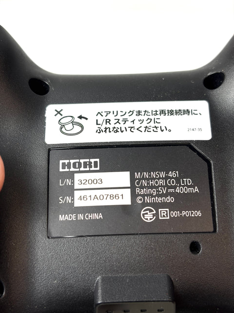 HORI Wireless Controller for Nintendo Switch Black NSW-461 Tested Working