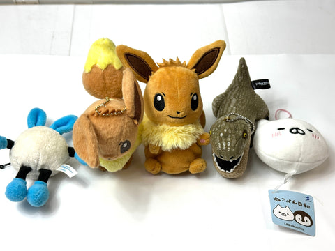 Used Plush Mascot Lot Eight Ranger Hello Kitty Pokemon Eevee Fujiki Yusaku Latte etc