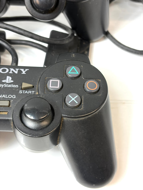 Lot of 2 Sony PS2 DualShock 2 Controllers Black SCPH-10010 Official Japan Set