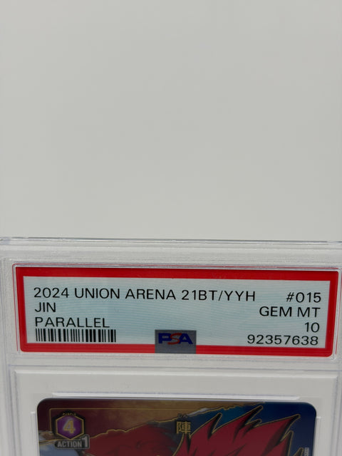 PSA 10 Union Arena Jin Parallel UA 21BT/YYH-1-015 Yu Yu Hakusho GEM MT
