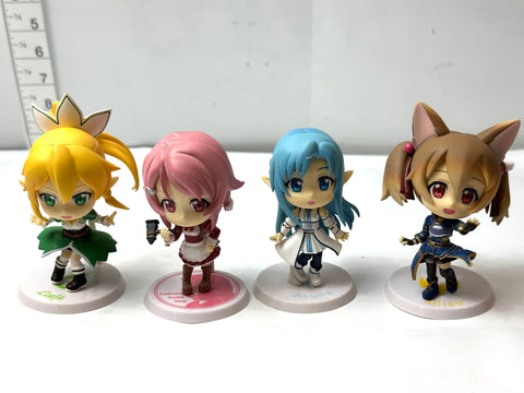 Sword Art Online SAO Chibi Kyun Chara Figure Set Silica Leafa Asuna Lot Japan