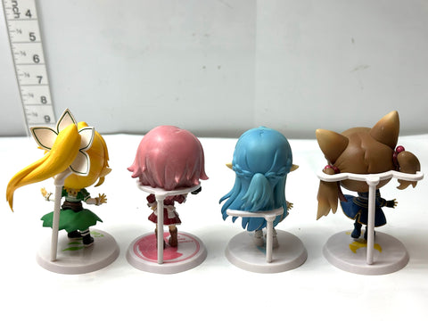 Sword Art Online SAO Chibi Kyun Chara Figure Set Silica Leafa Asuna Lot Japan