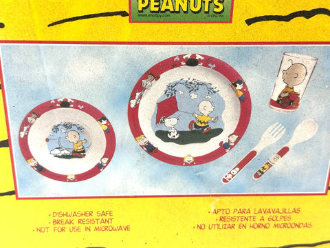 Peanuts Snoopy & Friends Tableware 5 Piece Set Outer Box Damage Stained