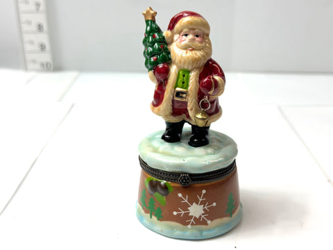Limoges Porcelain Trinket Box Santa Claus As-Is Damaged Junk