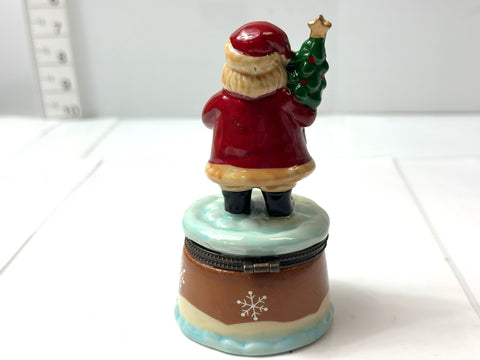 Limoges Porcelain Trinket Box Santa Claus As-Is Damaged Junk