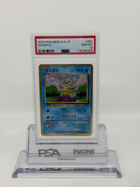 PSA 10 Pokemon Card Squirtle Wartortle Blastoise Classic 3 Card Set CLK #001-003 GEM MT