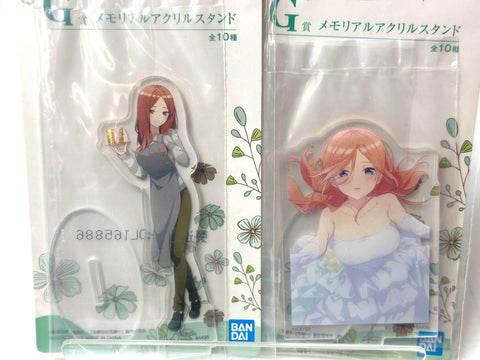 Ichiban Kuji Quintuplets G Prize Memorial Acrylic Stands Set of 10