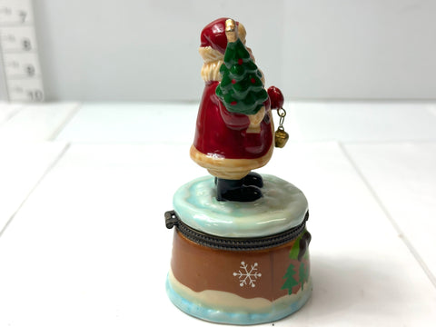 Limoges Porcelain Trinket Box Santa Claus As-Is Damaged Junk